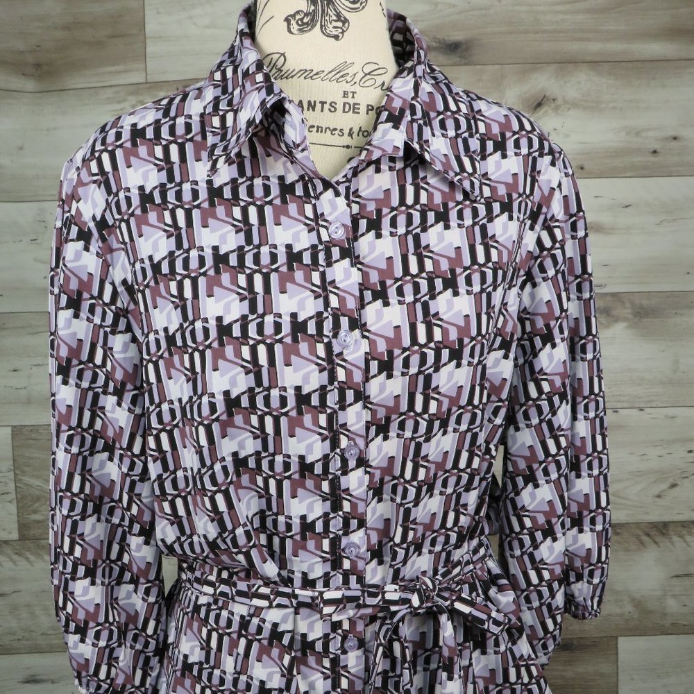 Ninety* Women's Elastic 1/2‎ Sleeve Button Down Tie Waist Blouse~ Size 1X